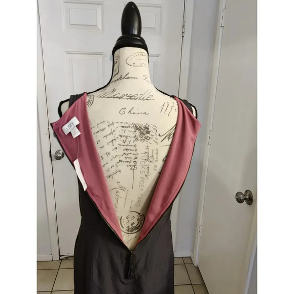 Ann Taylor Loft Mini Dress Pleated Sleeveless Charcoal Gray with Pockets Size 8 - Picture 4 of 11